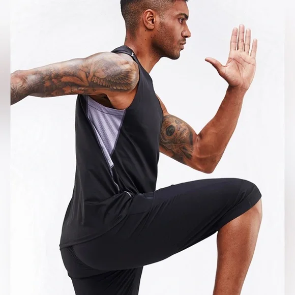 Men's Tank Tops Quick Dry Workout Swim Beach Shirts Sleeveless Large - Picture 4 of 11